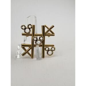 Disney Gold Tone Mickey Tic Tac Toe Brooch Pin 2000s Licensed